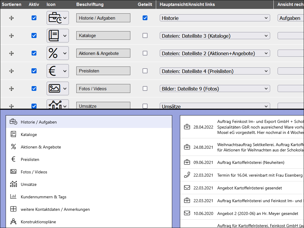 Einfache Konfoguration im Thalios CRM